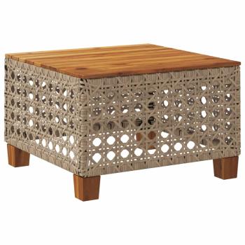 Gartentisch Beige 55x55x36 cm Poly Rattan Akazienholz