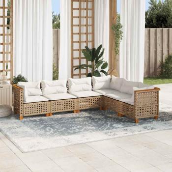ARDEBO.de - 6-tlg. Garten-Sofagarnitur mit Kissen Beige Poly Rattan