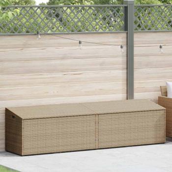 Garten-Auflagenbox Beige 220x50x58 cm Poly Rattan