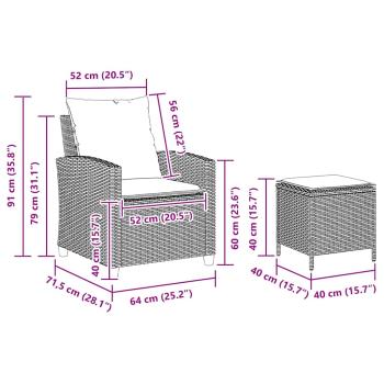 4-tlg. Garten-Sofagarnitur mit Kissen Beige Poly Rattan