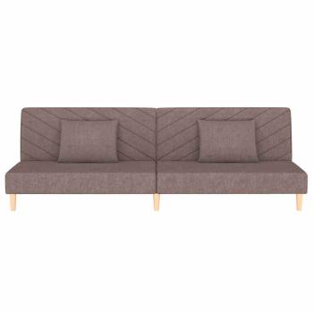 Schlafsofa 2-Sitzer mit 2 Kissen Taupe Stoff