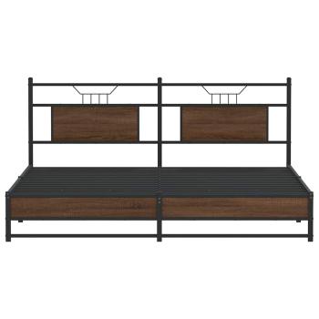Metallbett ohne Matratze Braun Eichen-Optik 183x213 cm