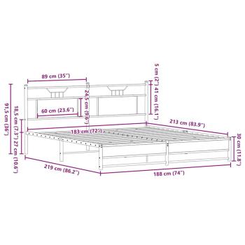 Metallbett ohne Matratze Braun Eichen-Optik 183x213 cm