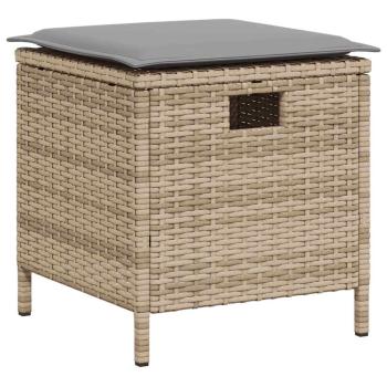 6-tlg. Garten-Sofagarnitur mit Kissen L-Form Beige Poly Rattan