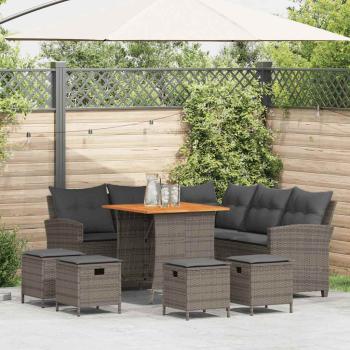 ARDEBO.de - 6-tlg. Garten-Sofagarnitur mit Kissen L-Form Grau Poly Rattan