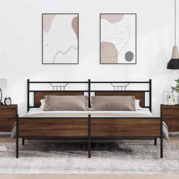 ARDEBO.de - Metallbett ohne Matratze Braun Eichen-Optik 200x200 cm