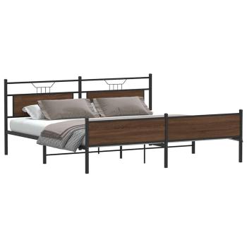 Metallbett ohne Matratze Braun Eichen-Optik 200x200 cm