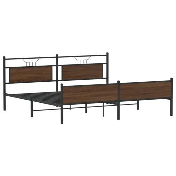 Metallbett ohne Matratze Braun Eichen-Optik 200x200 cm