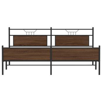 Metallbett ohne Matratze Braun Eichen-Optik 200x200 cm