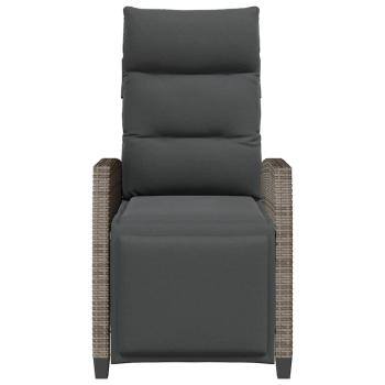 Gartensessel mit Beistelltisch Verstellbar Grau Poly Rattan