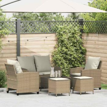 ARDEBO.de - 6-tlg. Garten-Sofagarnitur mit Kissen Beige Poly Rattan