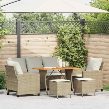 ARDEBO.de - 6-tlg. Garten-Sofagarnitur mit Kissen Beige Poly Rattan