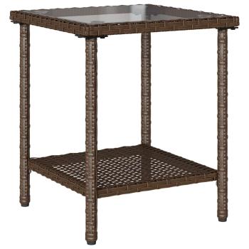 Gartensofa in L-Form mit Tisch und Kissen Braun Poly Rattan