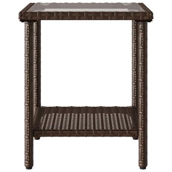 Gartensofa in L-Form mit Tisch und Kissen Braun Poly Rattan