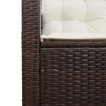 Gartensofa in L-Form mit Tisch und Kissen Braun Poly Rattan