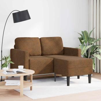 ARDEBO.de - 2-Sitzer-Sofa mit Chaiselongue L-Form Braun 125 cm Kunstleder