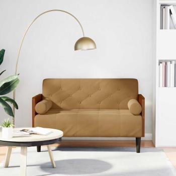 ARDEBO.de - Zweisitzer-Sofa mit Nackenrollen Braun 110 cm Samt