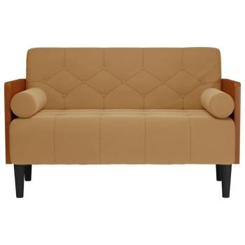 Zweisitzer-Sofa mit Nackenrollen Braun 110 cm Samt