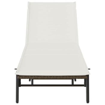 Sonnenliege mit Auflage Braun Poly Rattan