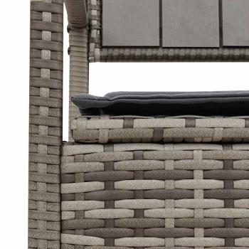Gartenbank mit Stauraum und Kissen Grau Poly Rattan