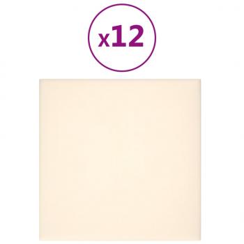 Wandpaneele 12 Stk. Creme 30x30 cm Samt 1,08 m²