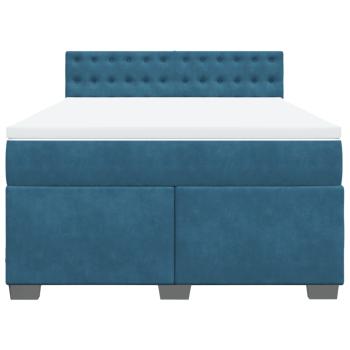Boxspringbett mit Matratze Blau 160x200 cm Samt