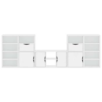 5-tlg. Wohnwand mit Stauraum ODDA Weiß Massivholz Kiefer