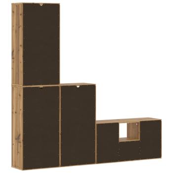 4-tlg. Wohnwand mit Stauraum ODDA Massivholz Kiefer