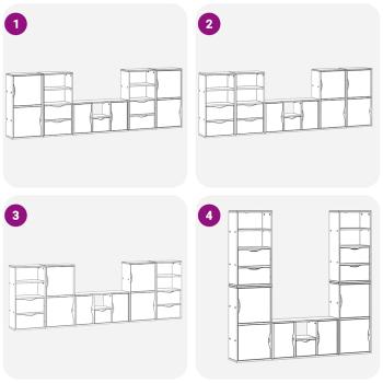 5-tlg. Wohnwand mit Stauraum ODDA Massivholz Kiefer