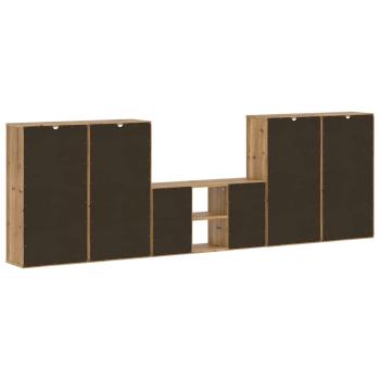 5-tlg. Wohnwand mit Stauraum ODDA Massivholz Kiefer