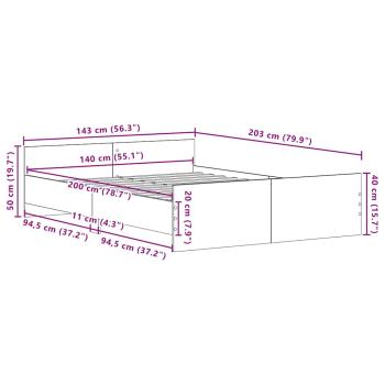 Bettgestell ohne Matratze Schwarz Eichen-Optik 140x200 cm