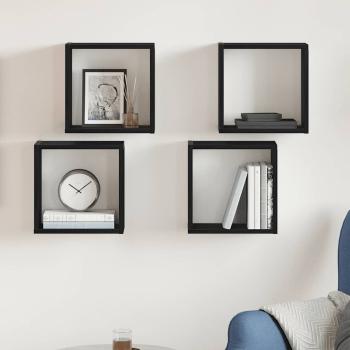 ARDEBO.de - Würfel-Wandregale 4 Stk. Schwarz Eichen-Optik 30x15x30 cm