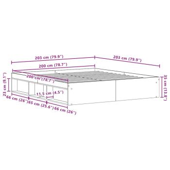Bettgestell ohne Matratze Schwarz Eichen-Optik 200x200 cm