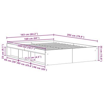 Bettgestell ohne Matratze Schwarz Eichen-Optik 160x200 cm