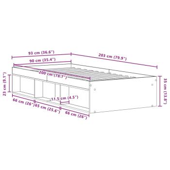 Bettgestell ohne Matratze Schwarz Eichen-Optik 90x200 cm