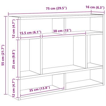 Wandregal Schwarz Eichen-Optik 75x16x55 cm Holzwerkstoff