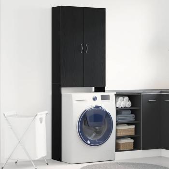 ARDEBO.de - Waschmaschinenschrank Schwarz Eichen-Optik 64x25,5x190 cm