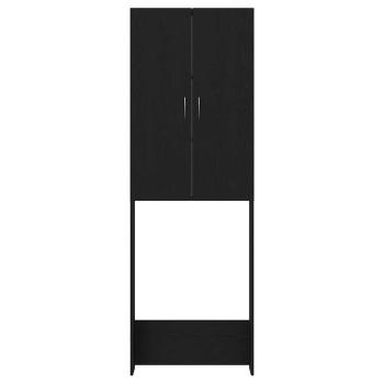 Waschmaschinenschrank Schwarz Eichen-Optik 64x25,5x190 cm