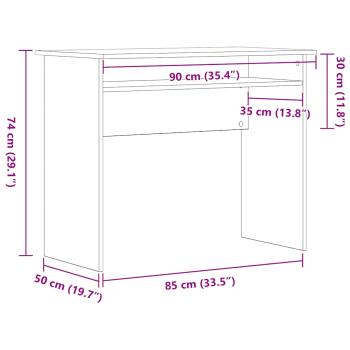 Schreibtisch Schwarz Eichen-Optik 90x50x74 cm Holzwerkstoff