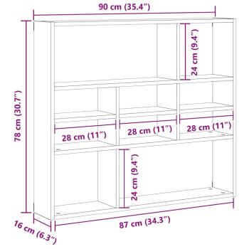 Wandregal Schwarz Eichen-Optik 90x16x78 cm Holzwerkstoff