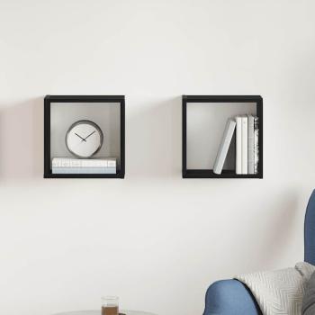 ARDEBO.de - Würfel-Wandregale 2 Stk. Schwarz Eichen-Optik 30x15x30 cm