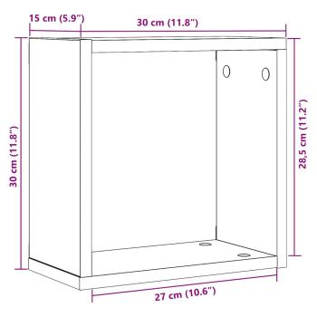 Würfel-Wandregale 2 Stk. Schwarz Eichen-Optik 30x15x30 cm