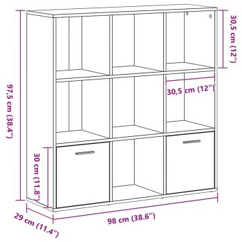 Bücherschrank Schwarz Eichen-Optik 98x29x97,5 cm Holzwerkstoff