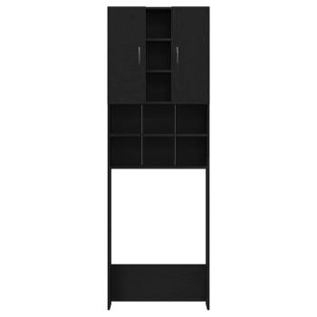 Waschmaschinenschrank Schwarz Eichen-Optik 64x25,5x190 cm