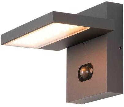 SLV ABRIDOR Wandaufbauleuchte, Outdoor, Hybrid Solar- und Netzstrom, Bewegungsmelder, 2200/2700K, IP65, anthrazit (1008542)
