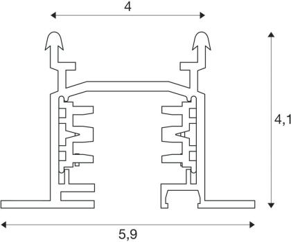 SLV EUTRAC 3Phasen-Einbauschiene, Hochvoltschiene, weiß, 3m (1001532)