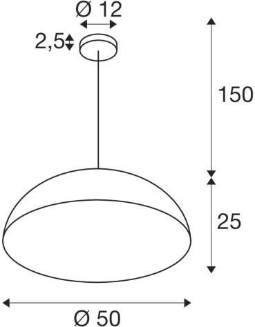 SLV FORCHINI M 50 Pendelleuchte, E27, Pendellänge 150cm, 1x max. 40W, Ø 50cm, Stahl, matt schwarz/matt gold (1008537)