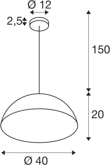 SLV FORCHINI M 40 Pendelleuchte, E27, Pendellänge 150cm, 1x max. 40W, Ø 40cm, Stahl, matt schwarz/matt gold (1008536)
