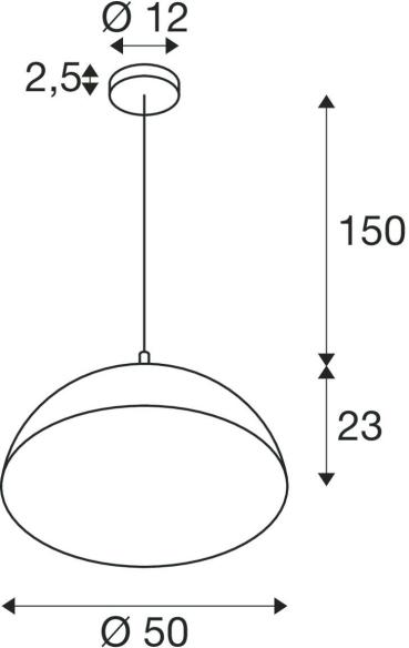 SLV FORCHINI 50 Pendelleuchte, E27, Pendellänge 150cm, 1x max. 40W, Ø 50cm, matt schwarz/matt gold (1008535)