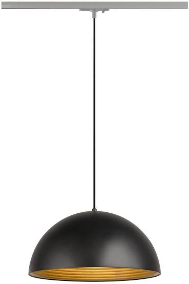 ARDEBO.de SLV FORCHINI M 40 TRACK Pendelleuchte für 1-Phasen Hochvolt-Schienen-System, E27, inkl. Adapter silbergrau, Ø 40cm, schwarz/gold (1008539)